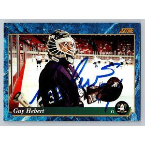 Guy Hebert Autographed 1993-94 Score NHL Hockey Card #502 Anaheim Ducks Goalie